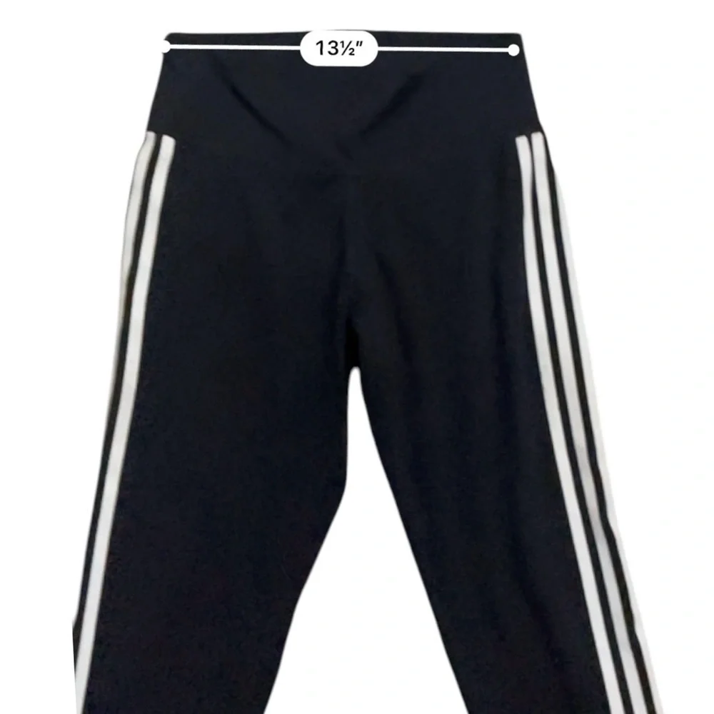 Adidas activewear yoga sports leggings black striped pocket wide waist Women M